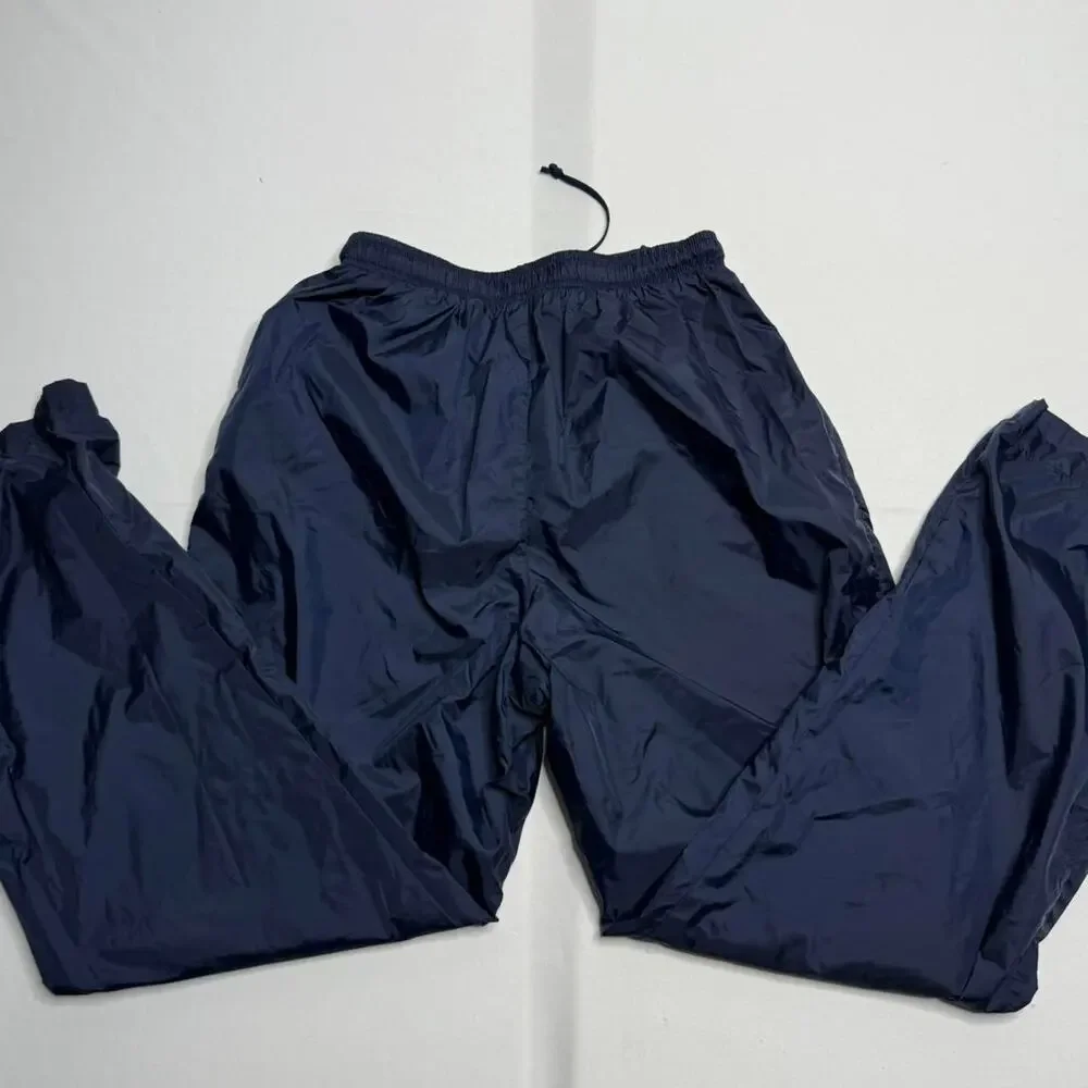 Vintage 1990s Nike Track Pants Windbreaker Pants Navy Blue Size Large